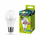 Лампа с/д 15W E27 шар A60 Ergolux 4500K мат.пластик/алюм.LED-A60-15W-E27-4K