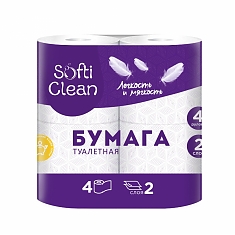 Бумага туал.(уп.4шт) 2-сл.Softi Clean в асс.