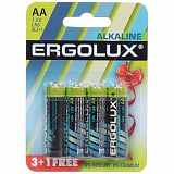 Элемент пит.Ergolux R6 Alkaline LR6 BL3+1 FREE (уп.4шт.)