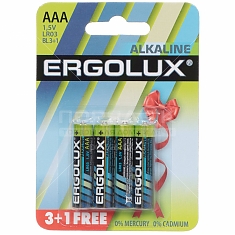 Элемент пит.Ergolux Alkaline LR03 BL3+1 FREE (уп.4шт.)