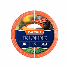 Леска д/тримм. Patriot d=2.4mm L=15м квадрат скруч. DUOLINE