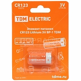 Элемент пит.TDM CR123 Lithium 3V BP-1(SQ1702-0036)(штука) д/авто